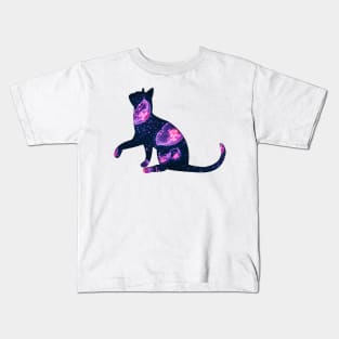 cat playing with violet jellyfish Kids T-Shirt